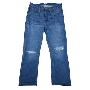J.Crew Billie Demi Boot Crop Jeans Womens 29‎ Blue Mid Rise Distressed